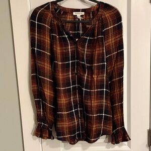 NWT beachlunchlounge Plaid Button-Up Women's Top